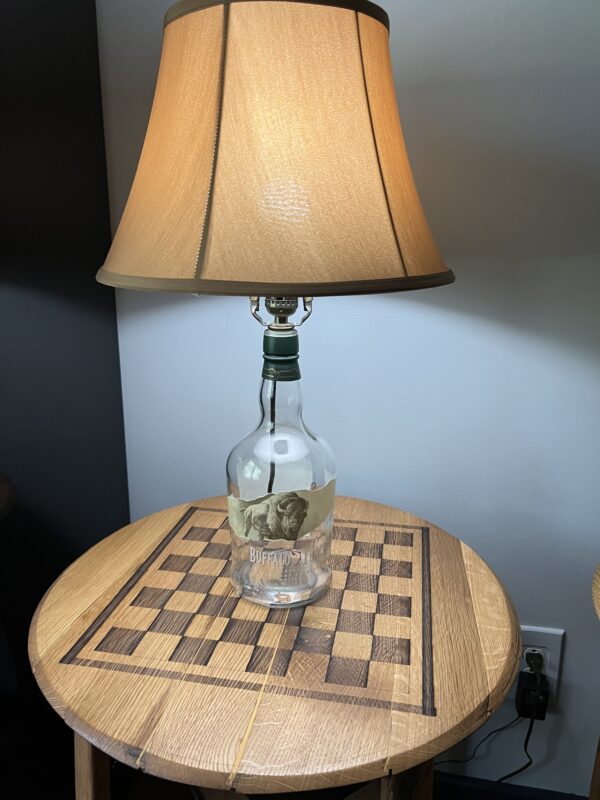 Lamp on Checkerboard side table