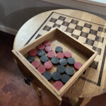 Wooden checker pieces