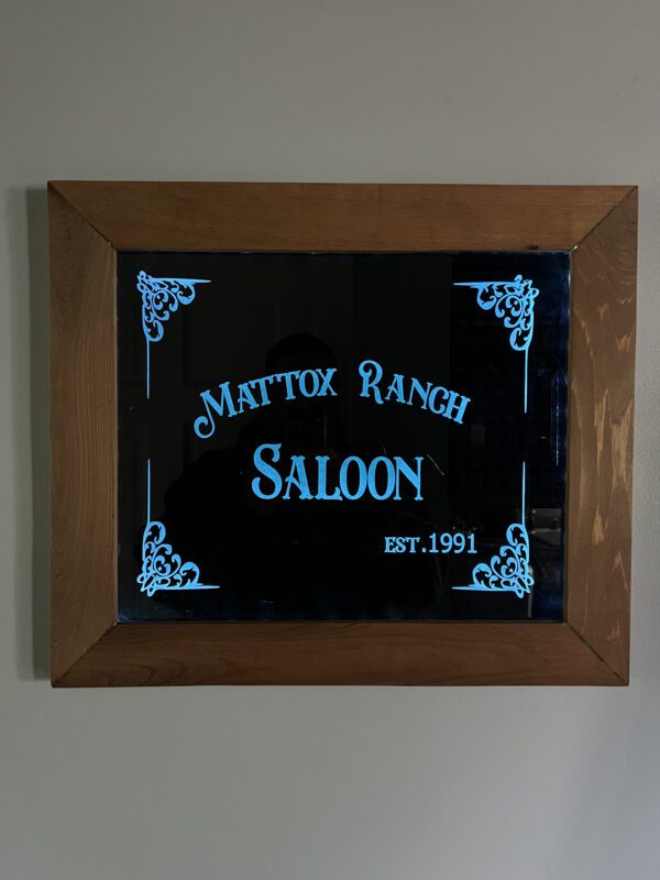 Etched Glass - MATTOX RANCH SALOON WOODEN BOARD Black Color