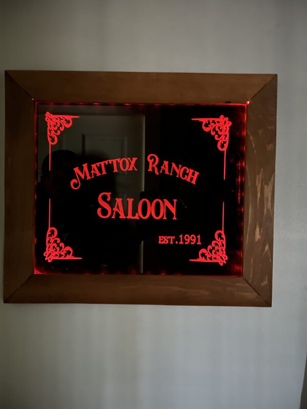 Etched Glass - MATTOX RANCH SALOON BOARD with Black Color Lighting